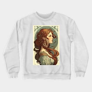 European Beauty with Red Hair - Art Nouveau Crewneck Sweatshirt